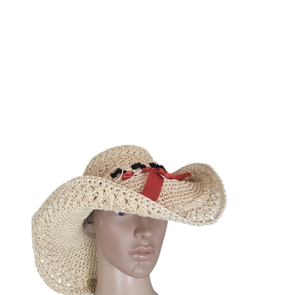 Cappelli Straw World Wide Brimmed Sunhat with Iridescent Ribbon - Picture 3 of 3